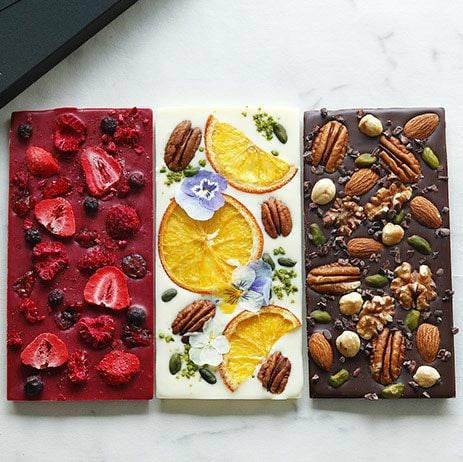 Chocolate bars  with nuts and dried fruits